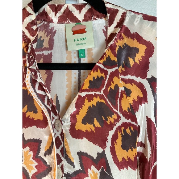 Farm Rio Printed Long Sleeve Maxi Dress Button Down Boho Chic Size S - Picture 6 of 14